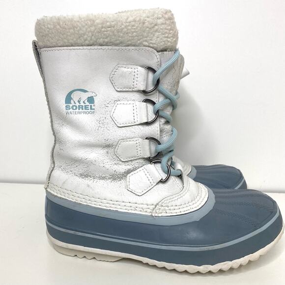 Sorel 1964 PAC Lace Up Waterproof White Leather Snow Boot 6 - Picture 5 of 13